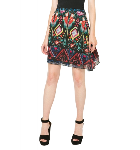 Dámská sukně DESIGUAL FAL CAMELIA 2000 NEGRO - DESIGUAL - 61F28D3 2000 FAL_CAMELIA