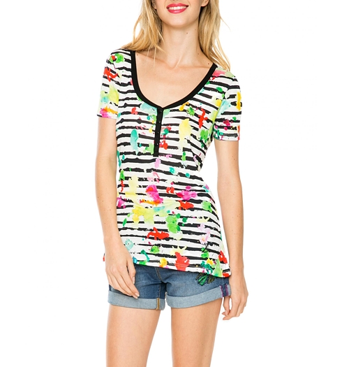 Dámské triko DESIGUAL TS LOUISE 1010 TIZA - DESIGUAL - 61T25N4 1010 TS_LOUISE