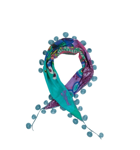 Dámský šátek DESIGUAL TRIANGULO CARRY 5055 AZUL MAREA - DESIGUAL - 41W5746 5055 PANU_TRIANGULO CARRY