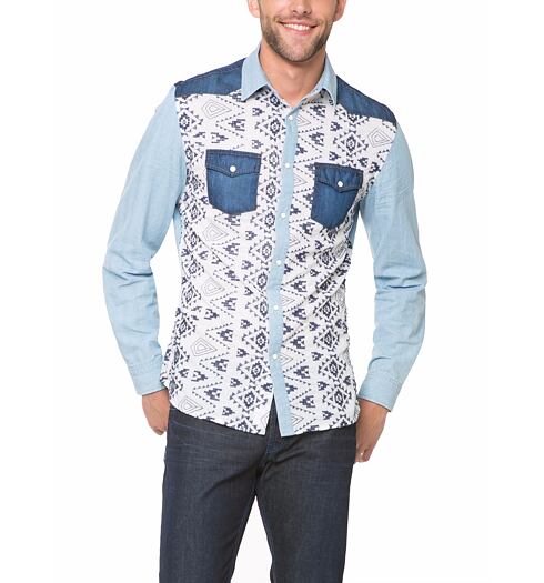 Pánská polokošile DESIGUAL CAM DALLAS 5133 skyway - DESIGUAL - 61C12F4 5133 CAM DALLAS