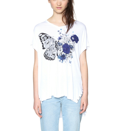 Dámské triko DESIGUAL CADEN 1010 TIZA - DESIGUAL - 18SWTK55 1010 TS_CADEN