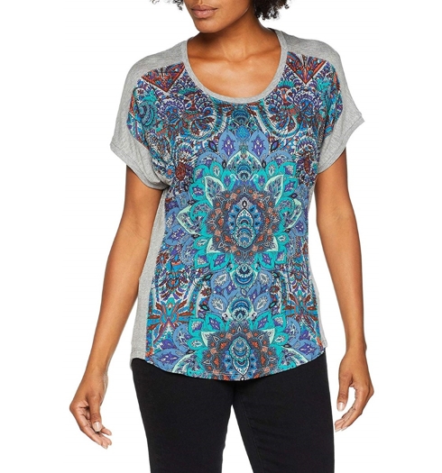 Dámské triko DESIGUAL SEVILLA 2042 GRIS VIGORE CLARO - DESIGUAL - 18WWTKAF 2042 TS_SEVILLA