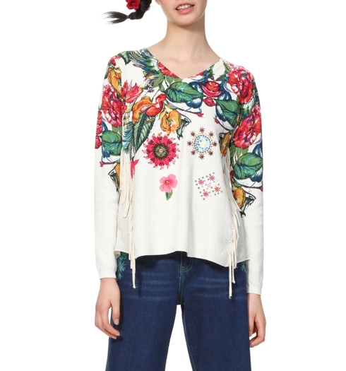 Dámský svetr DESIGUAL GIGI 1000 BLANCO - DESIGUAL - 19SWJFA0 1000 JERS_GIGI