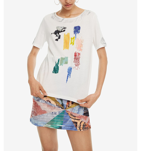 Dámské triko DESIGUAL CANTERBURY 1000 BLANCO - DESIGUAL - 19SWTK53 1000 TS_CANTERBURY