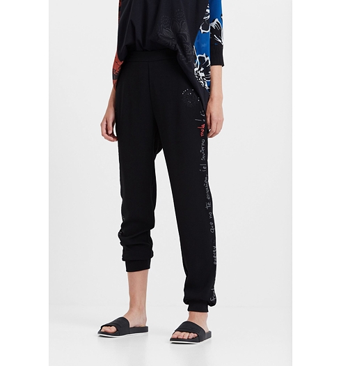 Dámské kalhoty DESIGUAL PIA 2000 NEGRO - DESIGUAL - 19WWPW01 2000 PANT_PIA