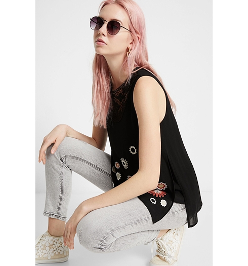 Dámská halenka DESIGUAL BLUS_TEBAS 2000 BLACK - DESIGUAL - 20SWBW59 2000 BLUS_TEBAS