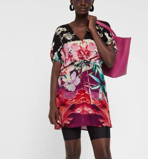Dámské šaty DESIGUAL VEST_KALAWAO 3012 PINK MARLEN - DESIGUAL - 20SWVW82 3012 VEST_KALAWAO
