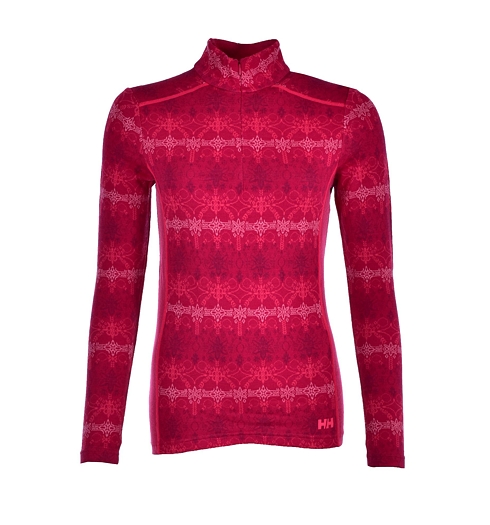 Dámské funkční triko HELLY HANSEN W HH MERINO MID GRAPHIC 1/2 ZI 184 PERSIAN RED / FROST - Helly Hansen - 48473 184 W HH MERINO MID GRAPHIC 1/2 ZI