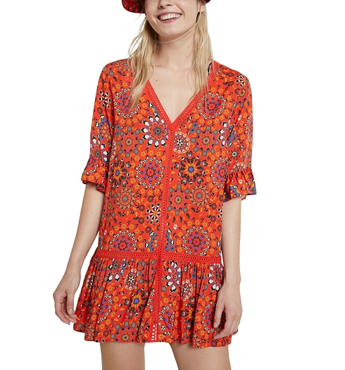 Dámská halenka DESIGUAL JAVA 3036 ROJO CLAVEL - DESIGUAL - 21SWMW22 3036 TOP_JAVA