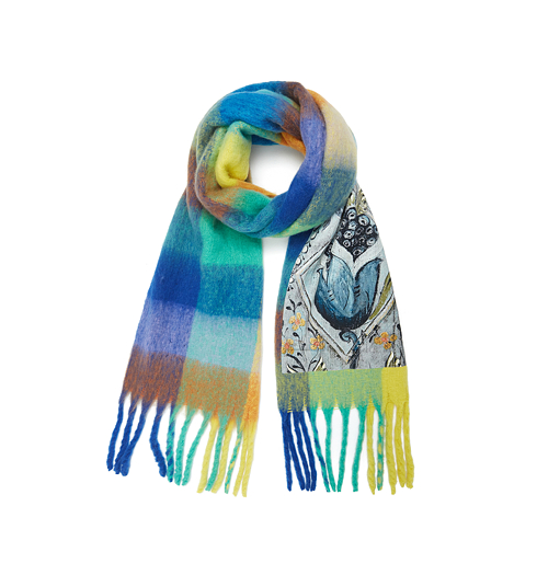 Dámská šála DESIGUAL MET BUFANDA 4011 VERDE OSCURO - DESIGUAL - 21WAIA23 4011 SCARF_MET BUFANDA