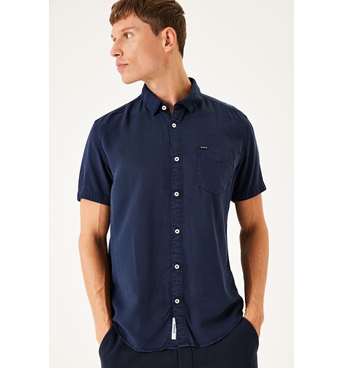 Pánská košile GARCIA mens shirt ss 292 dark moon - GARCIA - F31280 292 mens shirt ss