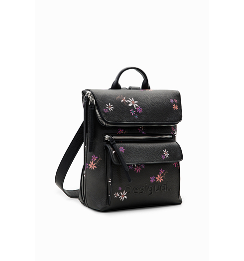 Dámský batůžek DESIGUAL FLOR YVETTE NERANO MINI 2000 BLACK - DESIGUAL - 23WAKP09 2000 BACK FLOR YVETTE NERANO MI