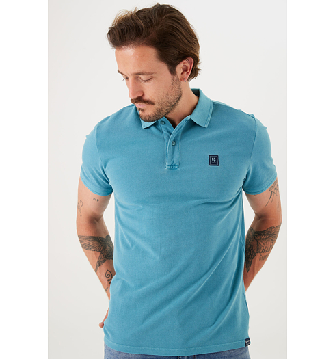 Pánské polo GARCIA Z1105 8918 mens polo ss 8918 light teal - GARCIA - Z1105 8918 mens polo ss