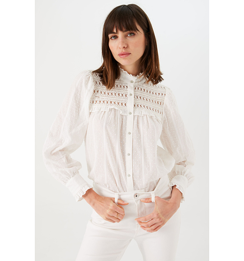 Dámská halenka GARCIA O40032 53 ladies shirt ls 53 off white - GARCIA - O40032 53 ladies shirt ls