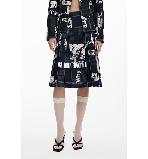 Dámská sukně DESIGUAL 25WWFW11 2000 FAL NEWSPP 2000 BLACK - DESIGUAL - 25WWFW11 2000 FAL NEWSPP