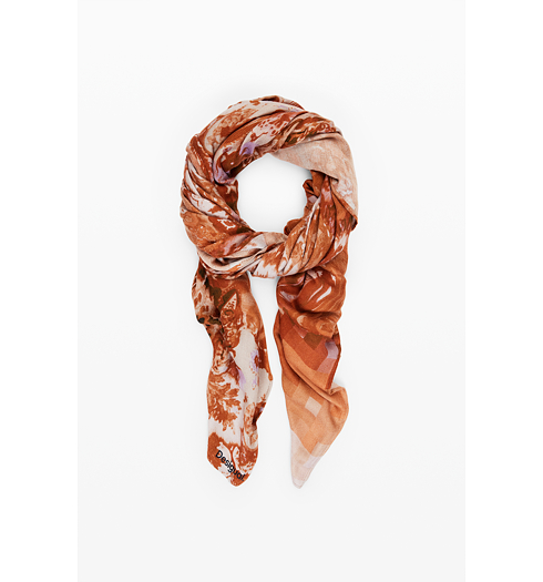 Dámský šátek DESIGUAL 25WAWA16 7038 FOU CORDUROY 7038 ORANGE - DESIGUAL - 25WAWA16 7038 FOU CORDUROY