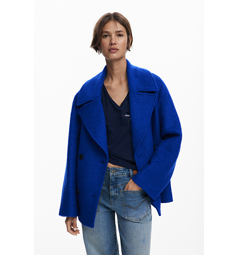 Dámský fashion kabát DESIGUAL SHORTCOLOR Modrá - DESIGUAL - 25WWEW11 5036 COAT SHORTCOLOR