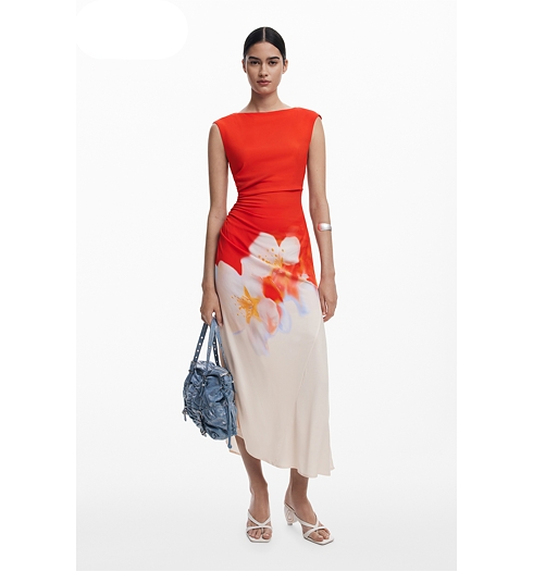 Dámské letní šaty DESIGUAL LIDA Oranžová - DESIGUAL - 26SWVW18 7019 VEST LIDA