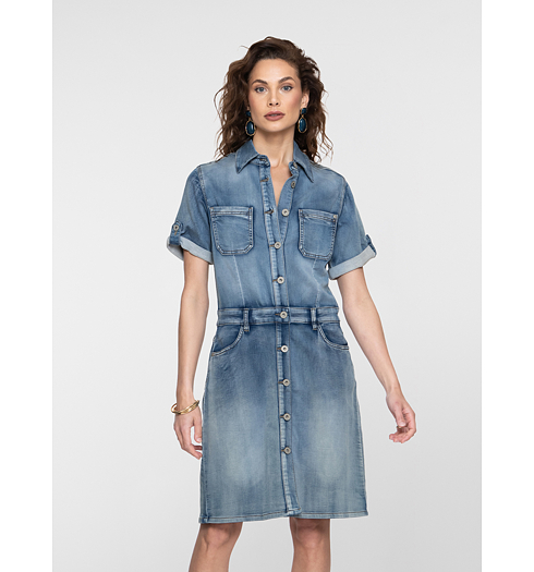 Dámské letní šaty Geisha Jeans dress Modrá - Geisha - 67001-10 827 Jeans dress