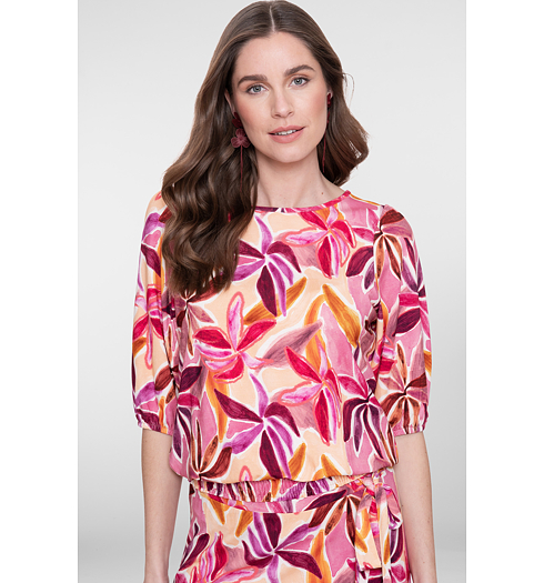 Dámská halenka Geisha T-shirt smock Růžová - Geisha - 62037-60 ELLA 380 T-shirt smock jersey AOP