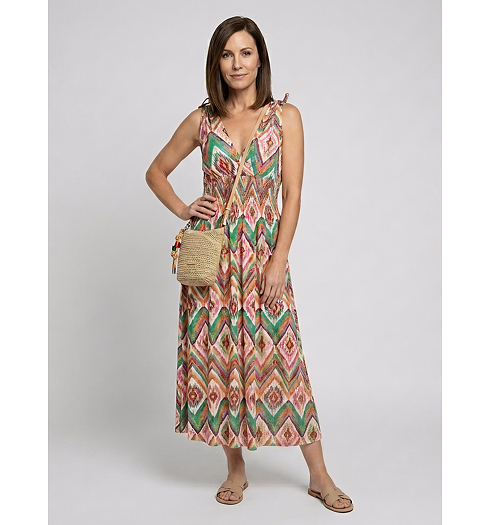 Dámské letní šaty Geisha Dress AOP Multicolor - Geisha - 67425-60 MILA 615 Dress smock jersey AOP