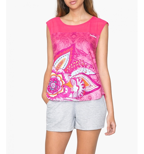 Dámské triko DESIGUAL L T-S SLEEVELESS P 3192 ROUGE RED - DESIGUAL - 71T2SC7 3192 TS_L T-S SLEEVELESS P