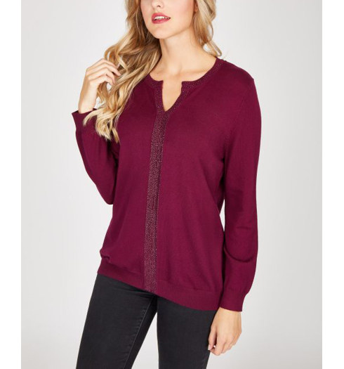 Dámský svetr HAJO D PULLOVER 713 brombeere - HAJO - 18382 713 D PULLOVER