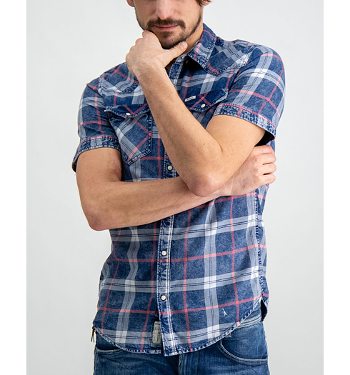 Pánská košile GARCIA SHIRT SS 1050-indigo - GARCIA - C91035 1050 men`s shirt ss