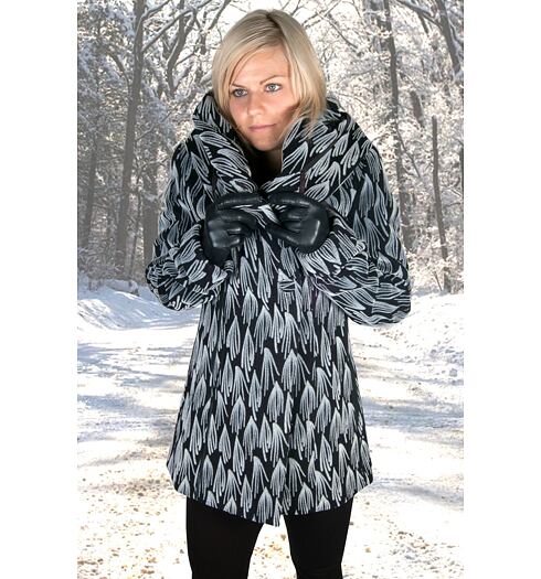 Dámský zimní kabát MARLENE ML NIKOLA černá vzor - Marlene - ML NIKOLA2 vzor