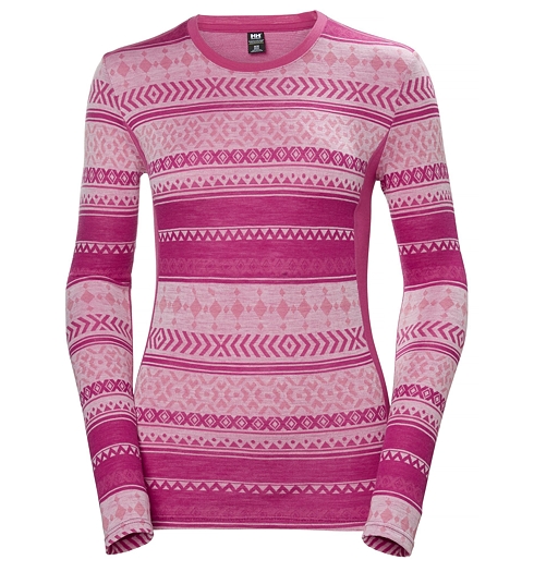 Dámské funkční triko HELLY HANSEN W HH MERINO MID GRAPHIC LS 182 DRAGON FRUIT - Helly Hansen - 49307 182 W HH MERINO MID GRAPHIC LS