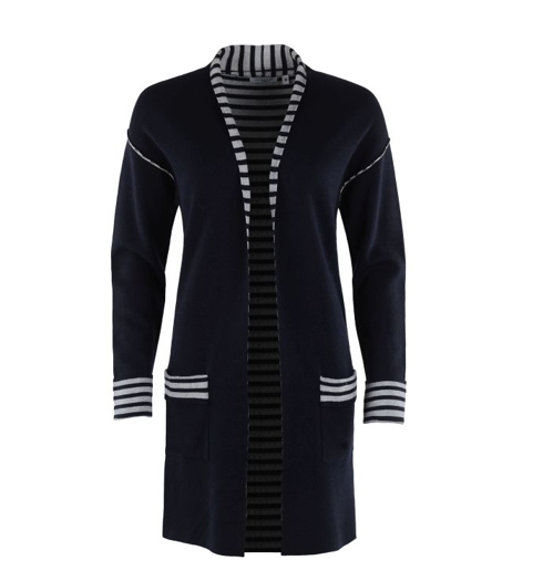 Dámský svetr HAJO D LONGJACKE 609 marine - HAJO - 18802 609 D Longstrickjacke