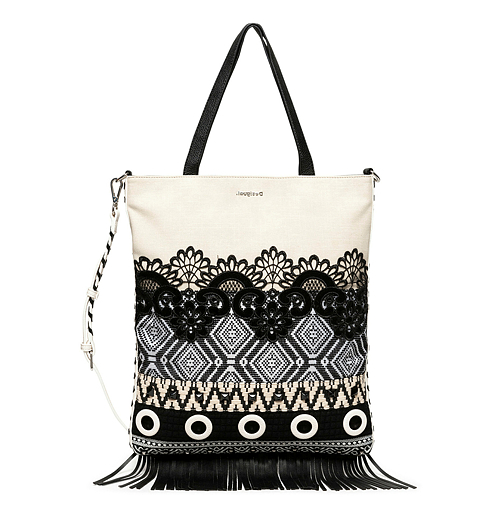 Dámská kabelka DESIGUAL BOLS_BLACK WHITE CORO 1000 WHITE - DESIGUAL - 20SAXAA6 1000 BOLS_BLACK WHITE CORO