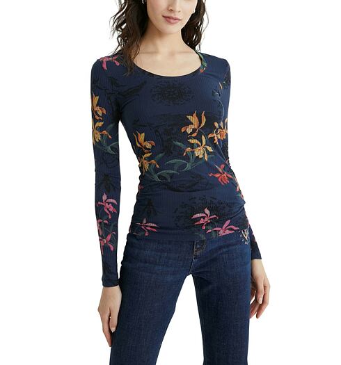 Dámské triko DESIGUAL BRUSELAS 5001 MARINO - DESIGUAL - 21SWTK36 5001 TS_BRUSELAS