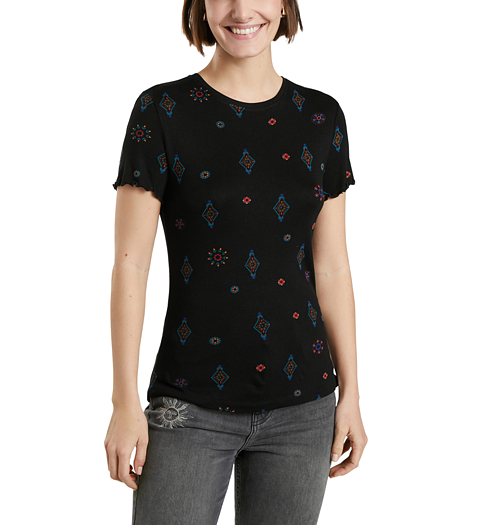 Dámské triko DESIGUAL GIUPESSA 2000 NEGRO - DESIGUAL - 21WWTK69 2000 TS_GIUPESSA