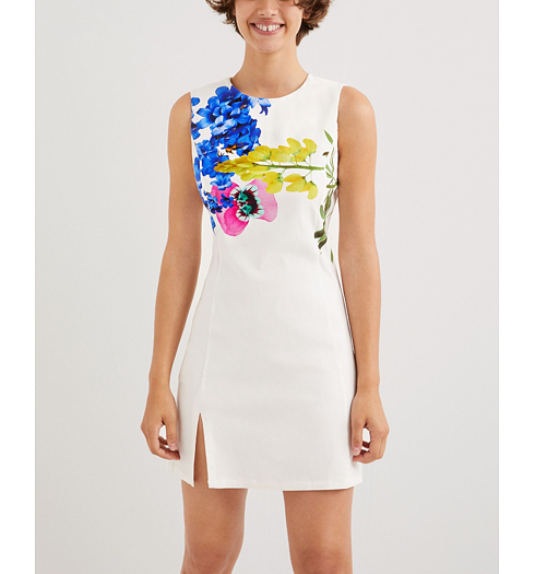 Dámské šaty DESIGUAL AUDREY 1000 BLANCO - DESIGUAL - 22SWVW73 1000 VEST_AUDREY