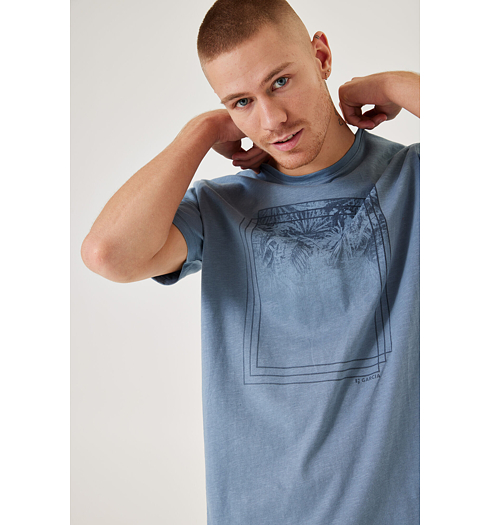 Pánské triko GARCIA mens T-shirt ss 4815 stone blue - GARCIA - D31201 4815 mens T-shirt ss