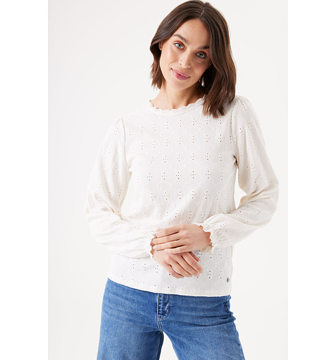 Dámská halenka GARCIA ladies T-shirt ls 53 off white - GARCIA - H30208 53 ladies T-shirt ls