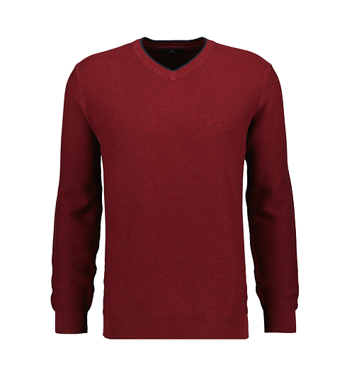 Pánský svetr RAGMAN V-neck Pullover with tipping 615  BLUTROT - Ragman - 469557 615 V-neck Pullover with tipping