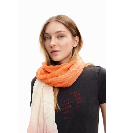 Dámský šátek DESIGUAL 24SAWA30 7044 FOU_FLOW RECTANGLE 7044 ORANGE - DESIGUAL - 24SAWA30 7044 FOU_FLOW RECTANGLE