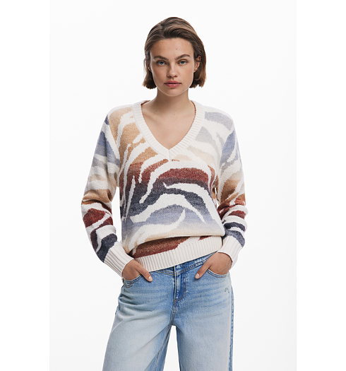 Dámský svetr DESIGUAL 25WWJF21 1011 JERS WASILLA 1011 WHITE - DESIGUAL - 25WWJF21 1011 JERS WASILLA