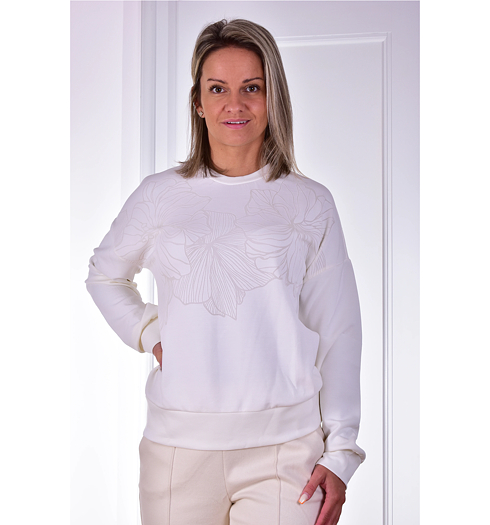 Dámská mikina HAJO D Sweatshirt platzierte Aus- Bílá - HAJO - 10679 278 D Sweatshirt platzierte Aus