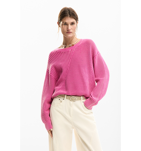 Dámský svetr DESIGUAL FINLANDIA Růžová - DESIGUAL - 26SWJF41 3175 JERS FINLANDIA