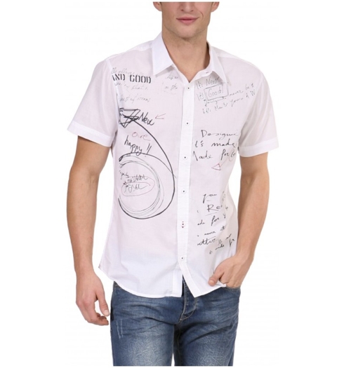 Pánská košile DESIGUAL DS 25C1201 1000 KOŠILE 1000 bílá - DESIGUAL - DS 25C1201 1000 KOŠILE