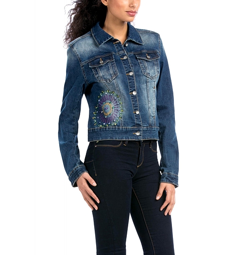 Dámská bunda DESIGUAL CHALE BOLUXE 5053 denim medium - DESIGUAL - 57E29C3 5053 CHALE BOLUXE