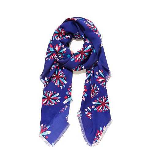 Dámský šátek DESIGUAL FRISBEE SQUARE 5202 SPECTRUM BLUE - DESIGUAL - 18SAWW83 5202 FOULARD_FRISBEE SQUARE