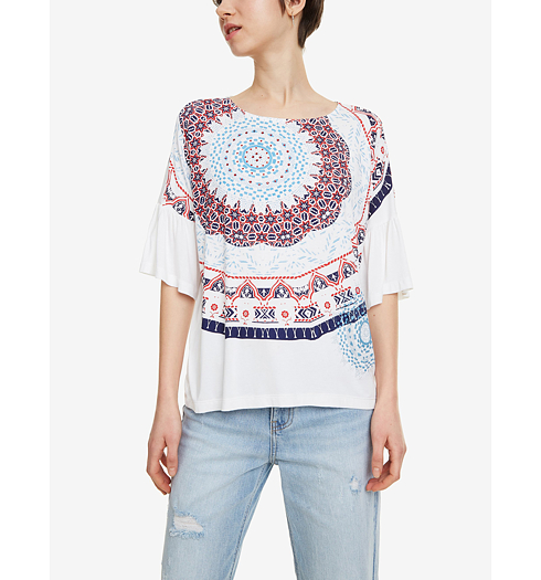 Dámské triko DESIGUAL LIVERPOOL 1000 BLANCO - DESIGUAL - 19SWTK42 1000 TS_LIVERPOOL