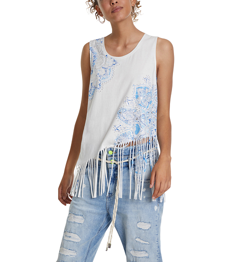 Dámské tílko DESIGUAL TS_FLECOS 1000 WHITE - DESIGUAL - 20SWTKCU 1000 TS_FLECOS