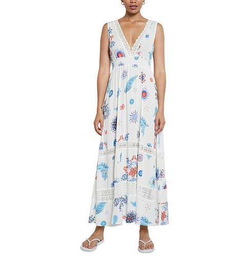 Dámské šaty DESIGUAL TAHITI 1000 BLANCO - DESIGUAL - 21SWMW11 1000 VEST_TAHITI