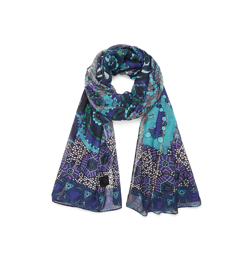 Dámský šátek DESIGUAL WINTER SONG RECTANGLE 5000 NAVY - DESIGUAL - 21WAWA07 5000 FOU_WINTER SONG RECTANGLE