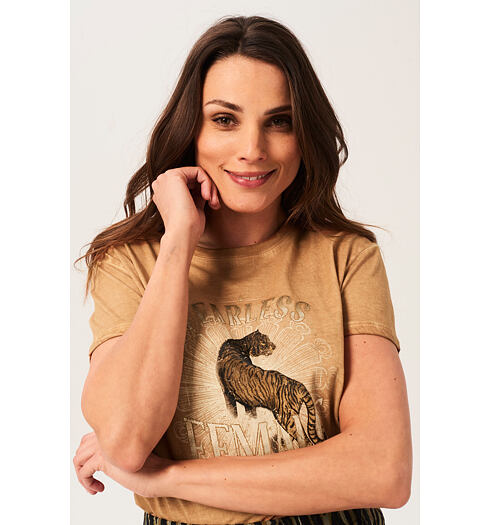 Dámské triko GARCIA ladies T-shirt 269 burnt sand - GARCIA - T20204 269 ladies T-shirt